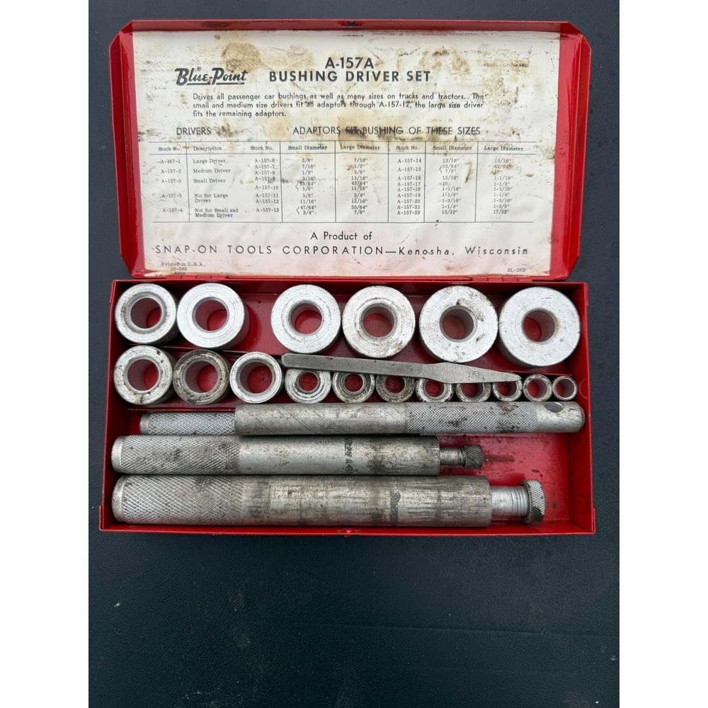 Vintage Snap On Blue Point A-157A Bushing Driver Set Original Case-100%COMPLETE